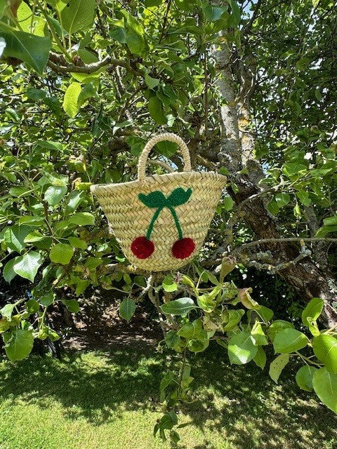 PETIT PANIER BRODE CERISES
