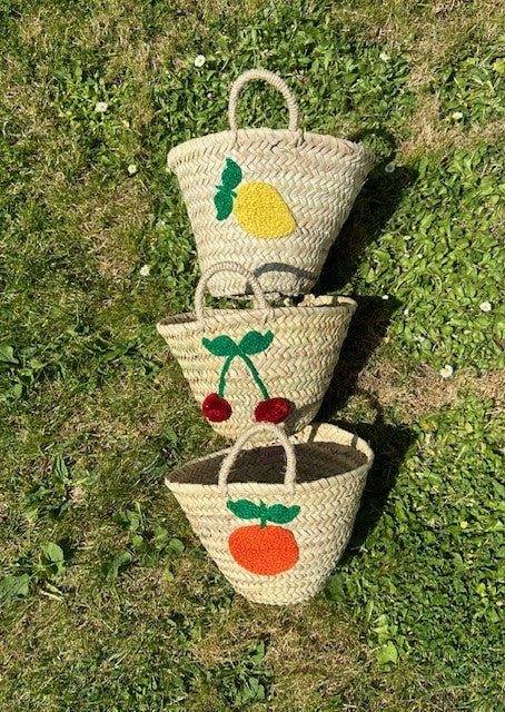PETIT PANIER BRODE CERISES