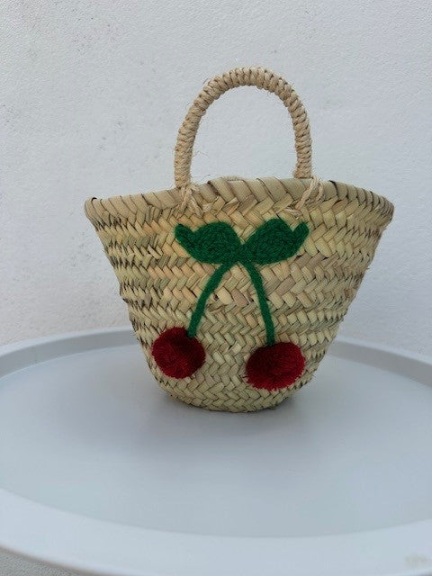 PETIT PANIER BRODE CERISES